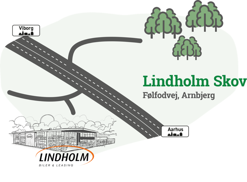 Oversigtskort over Lindholm Skov